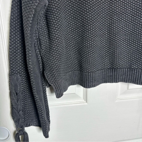 Hollister Small Charcoal Textured Knit Cotton Sweater Chic Dark Preppy Goth y2k - Picture 8 of 10